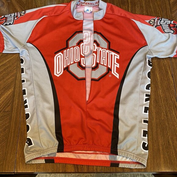 Unbranded Other - Ohio State Buckeyes Cycling Jersey Shirt Men Large Red Gray 3/4 Zip Back Pockets